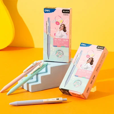 Gambar Deli Pulpen Gel Hitam 0.5 Mm Cg21bk Random