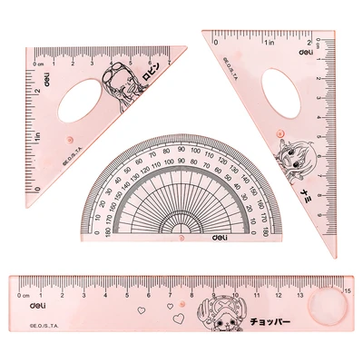 Gambar Deli Set Penggaris Geometri Plastik One Piece Eh17 Random