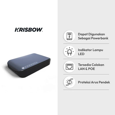 Gambar Krisbow Mini Ups Portable Dc Poe 10000 Mah - Hitam