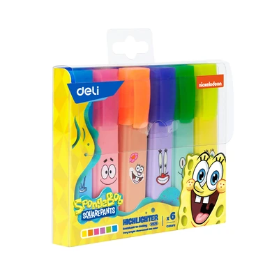 Gambar Deli Set 6 Pcs Spidol Highlighter Spongebob Eu375 Random