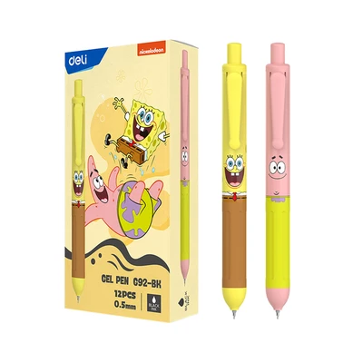 Gambar Deli 0.5 Mm Pulpen Gel Hitam Spongebob Eeg92-bk Random