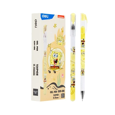 Gambar Deli 0.5 Mm Pulpen Gel Hitam Spongebob Eg91-bk