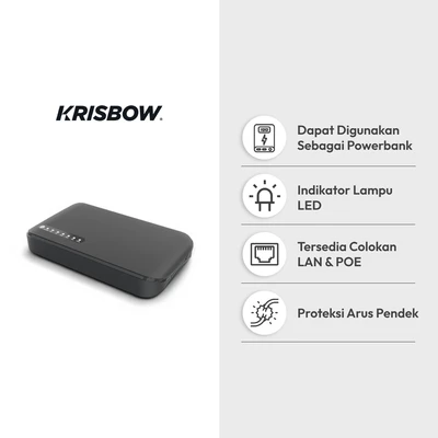Gambar Krisbow Mini Ups Portable DC Poe 20000 mAh - Hitam