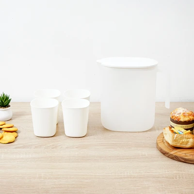 Gambar Appetite Teko Minum Dan Gelas Plastik Set 5 pcs - Putih