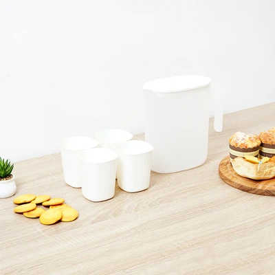 Gambar Appetite Teko Minum Dan Gelas Plastik Set 5 pcs - Putih