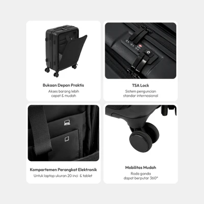 Gambar Luggo Business Koper PC TSA Lock Carry On 20 Inch - Hitam