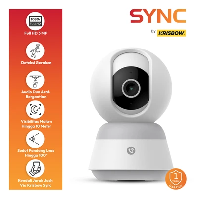 Gambar Krisbow Sync Smart IP Camera WiFi PT Speed Z12B 3MP - Putih