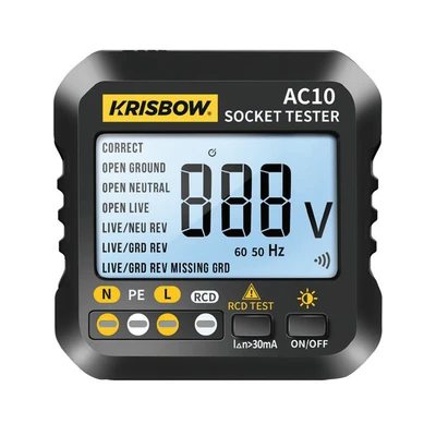 Gambar Krisbow Soket Tester Digital Display Ac10 - Hitam