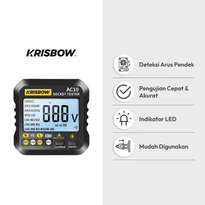 Gambar Krisbow Soket Tester Digital Display Ac10 - Hitam