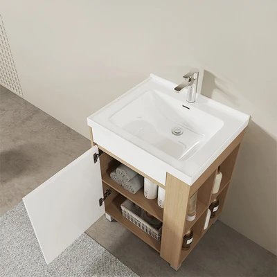 Gambar Fosa Sora Set Kabinet Kamar Mandi PVC - Putih/Cokelat