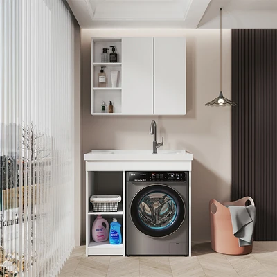 Gambar Acroz Oase Set Kabinet Laundry Alumunium - Putih