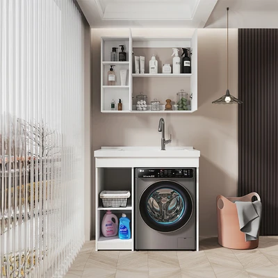 Gambar Acroz Oase Set Kabinet Laundry Alumunium - Putih