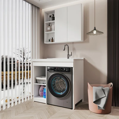 Gambar Acroz Oase Set Kabinet Laundry Alumunium - Putih