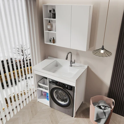 Gambar Acroz Oase Set Kabinet Laundry Alumunium - Putih
