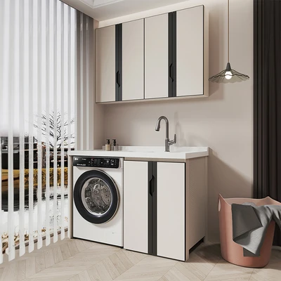 Gambar Acroz Zora Set Kabinet Laundry Alumunium - Putih