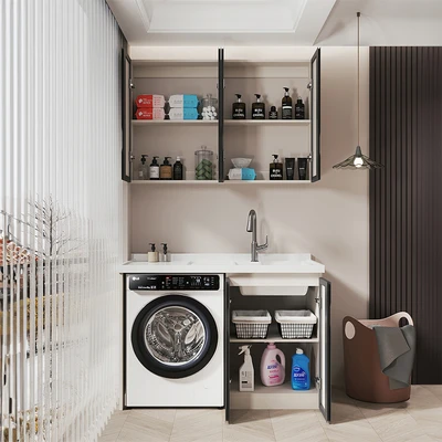 Gambar Acroz Zora Set Kabinet Laundry Alumunium - Putih