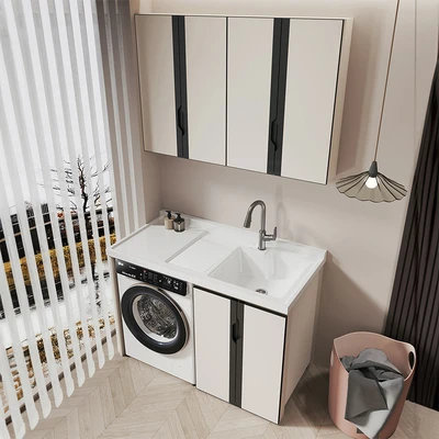 Gambar Acroz Zora Set Kabinet Laundry Alumunium - Putih