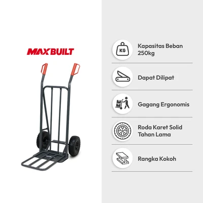Gambar Maxbuilt 55x79x118 cm Troli Barang Lipat 250 Kg - Abu-Abu