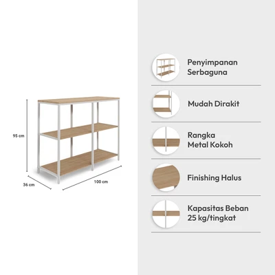 Gambar Informa Ryan Rak Penyimpanan Metal 2x2 - Putih/Cokelat Oak