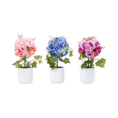 Gambar Forhom Bunga Artifisial Rose Hydrangea Dengan Pot 18x18x29 cm Random