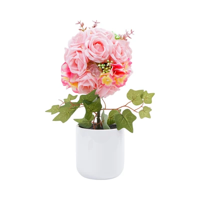 Gambar Forhom Bunga Artifisial Rose Hydrangea Dengan Pot 18x18x29 cm Random