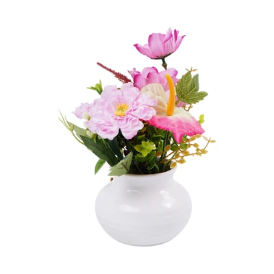 Gambar Forhom Bunga Artifisial Rose Chrysanthemum Dengan Pot 20x20x18 cm Random