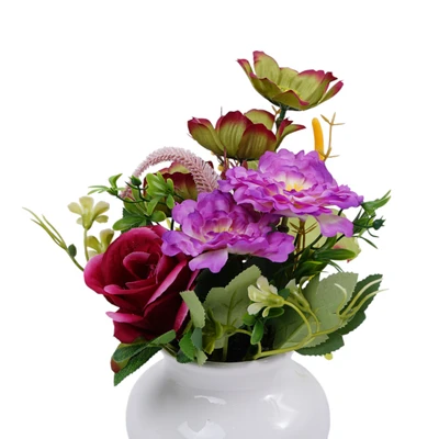 Gambar Forhom Bunga Artifisial Rose Chrysanthemum Dengan Pot 20x20x18 cm Random