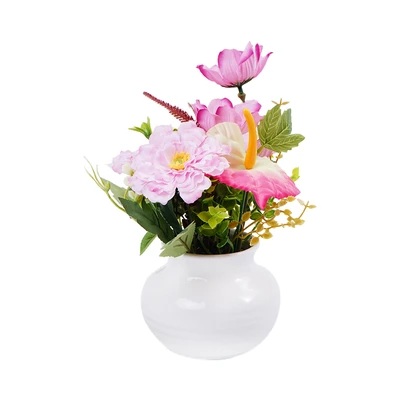 Gambar Forhom Bunga Artifisial Rose Tea Flower Dengan Pot 23x19x25 cm Random