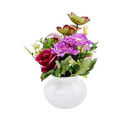 Gambar Forhom Bunga Artifisial Rose Tea Flower Dengan Pot 23x19x25 cm Random