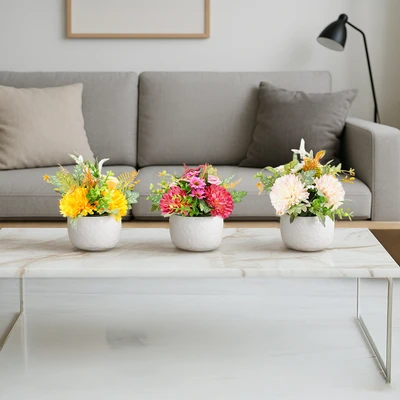 Gambar Forhom Bunga Artifisial Chrysanthemum Dengan Pot 17x17x16 cm Random