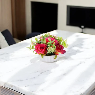Gambar Forhom Bunga Artifisial Rose Dengan Pot 20x20x13 cm Random