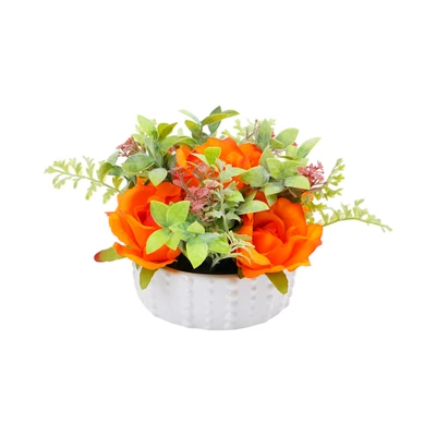 Gambar Forhom Bunga Artifisial Rose Dengan Pot 20x20x13 cm Random