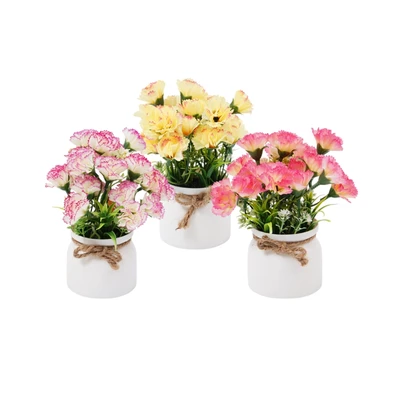 Gambar Forhom Bunga Artifisial Carnation Dengan Pot 10x10x14 cm Random
