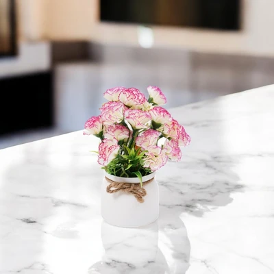 Gambar Forhom Bunga Artifisial Carnation Dengan Pot 10x10x14 cm Random