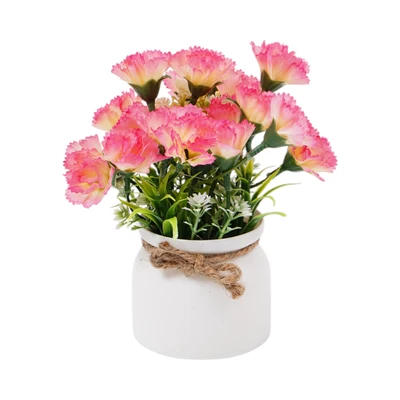 Gambar Forhom Bunga Artifisial Carnation Dengan Pot 10x10x14 cm Random