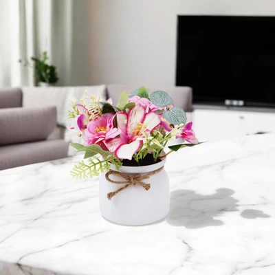 Gambar Forhom Bunga Artifisial Lily Tea Dengan Pot 17x17x15 cm Random