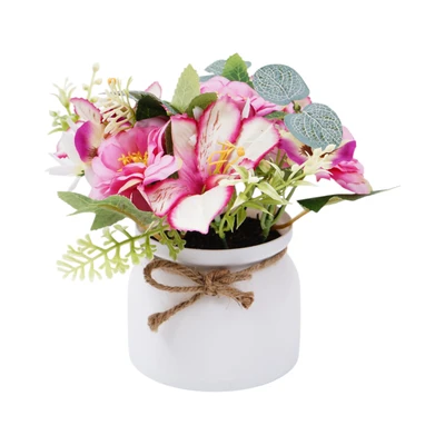 Gambar Forhom Bunga Artifisial Lily Tea Dengan Pot 17x17x15 cm Random