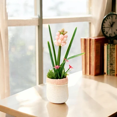Gambar Informa Bunga Artifisial Begonia Dengan Pot 10x10x22 cm - Pink