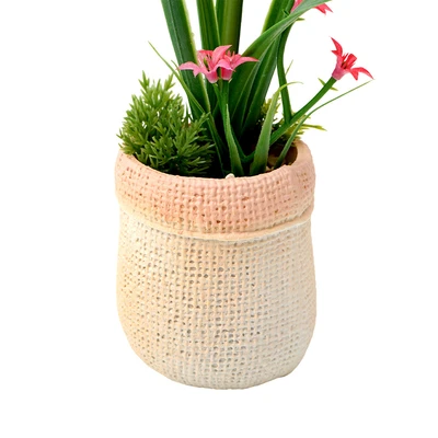 Gambar Informa Bunga Artifisial Begonia Dengan Pot 10x10x22 cm - Pink