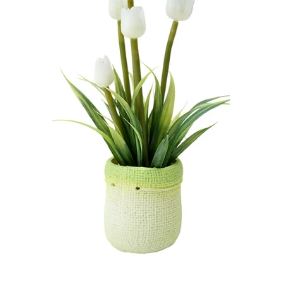 Gambar Informa Bunga Artifisial Tulip Dengan Pot 14x14x22 cm - Putih