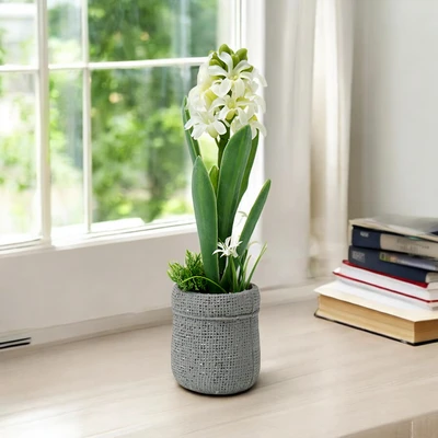 Gambar Informa Bunga Artifisial Grape Hyacinth Dengan Pot 9x9x23 cm - Putih