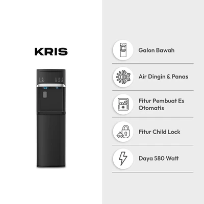 Gambar Kris Dispenser Air Bottom Loading Dengan Ice Maker - Hitam