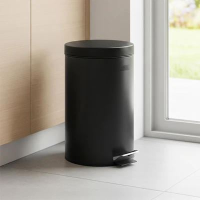 Gambar Krisbow Tempat Sampah Pedal Stainless Steel Round 3 Liter V2 - Hitam
