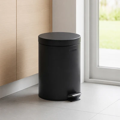 Gambar Krisbow Tempat Sampah Pedal Stainless Steel Round 5 Liter V2 - Hitam