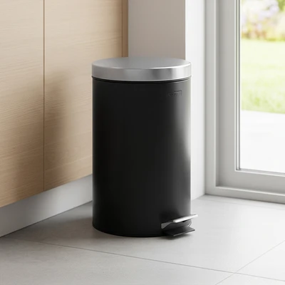 Gambar Krisbow Tempat Sampah Pedal Stainless Steel Round 12 Liter V2 - Hitam