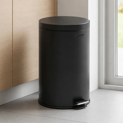 Gambar Krisbow Tempat Sampah Pedal Stainless Steel Round 20 Liter V2 - Hitam