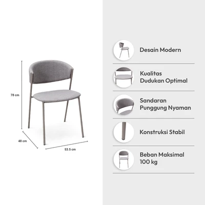 Gambar Informa Canna Kursi Makan Fabric - Cokelat/Abu-Abu