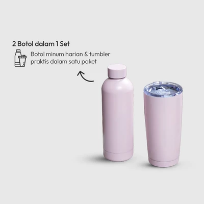 Gambar Appetite Botol Minum Vacuum Flask Sachi Stainless Steel 500 ml Set 2 pcs - Pink