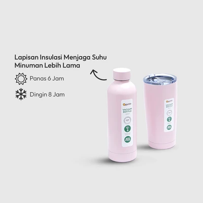 Gambar Appetite Botol Minum Vacuum Flask Sachi Stainless Steel 500 ml Set 2 pcs - Pink