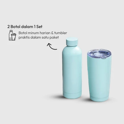 Gambar Appetite Botol Minum Vacuum Flask Sachi Stainless Steel 500 ml Set 2 pcs - Hijau